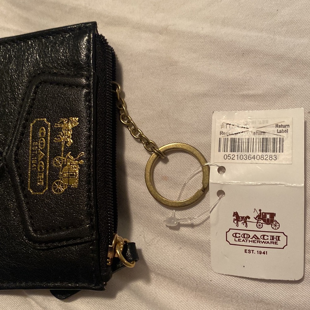 NWT Coach black leather mini credit card wallet - Picture 3 of 6